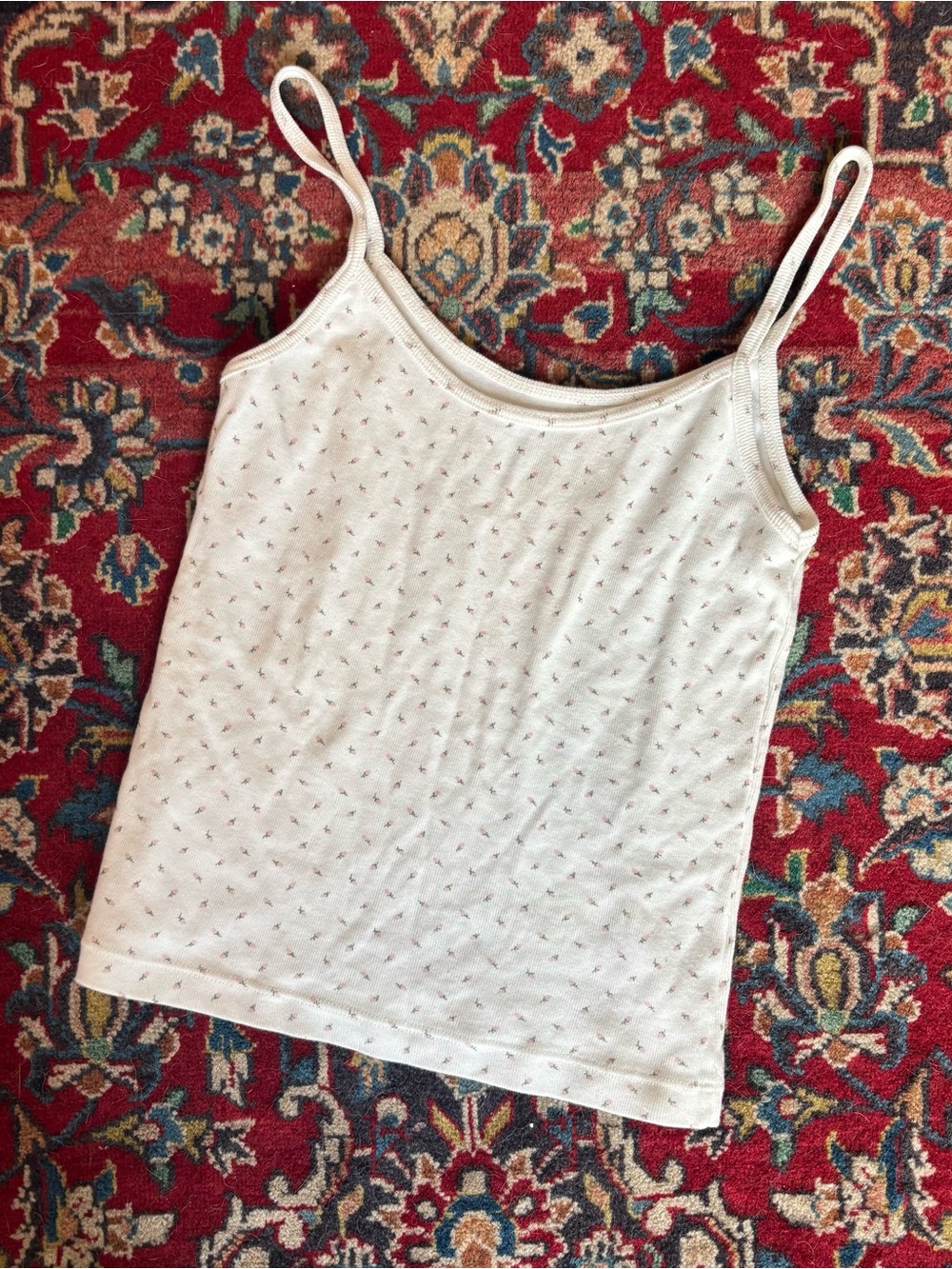 Brandy Melville Cream Cami Floral Tank